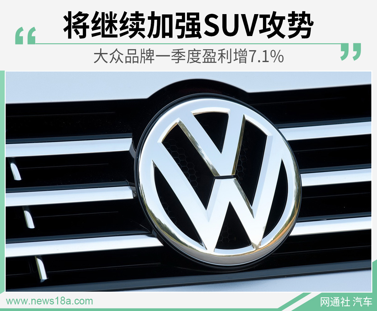 大众品牌一季度盈利增7.1% 将继续加强SUV攻势