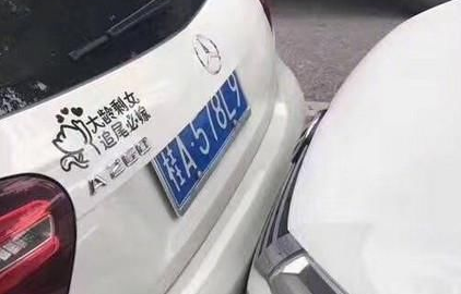 开奔驰的女车主敢贴这种新手车贴，真不怪一个月被追尾好几次