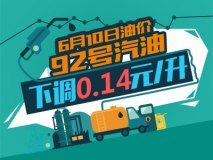 6月10日0时：92号汽油下调0.14元/升
