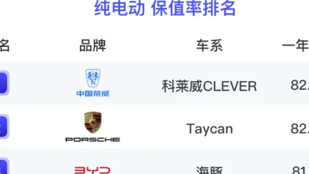 上半年最保值的15款纯电动车，第一名所有人都没想到！