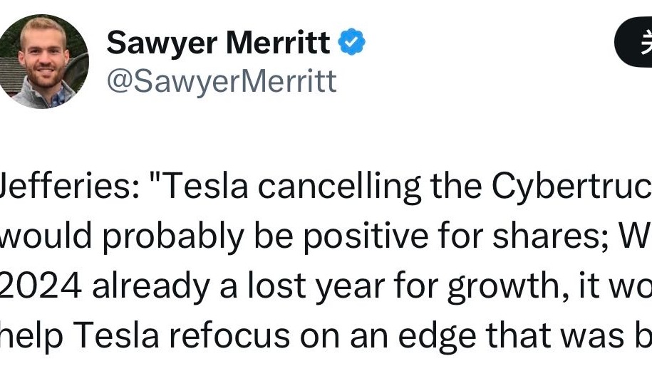 分析师：特斯拉应该取消Cybertruck