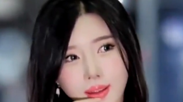 韩国漂亮模特，复古背带裙淑女大方