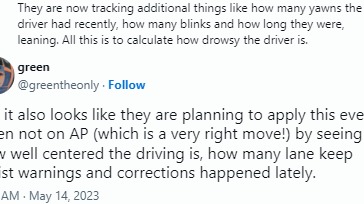 特斯拉司机监控功能将升级 统计眨眼次数