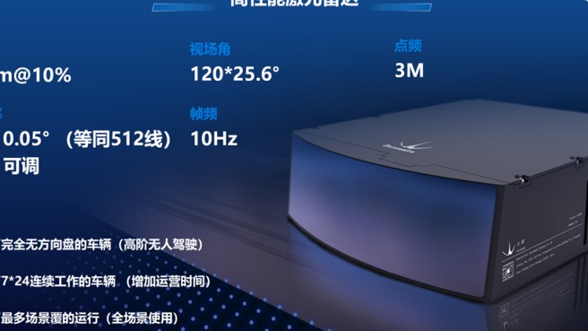 北醒512线自动驾驶激光雷达将于明年上车