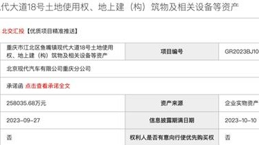 25.8亿！北京现代再次下调11亿元甩卖重庆工厂