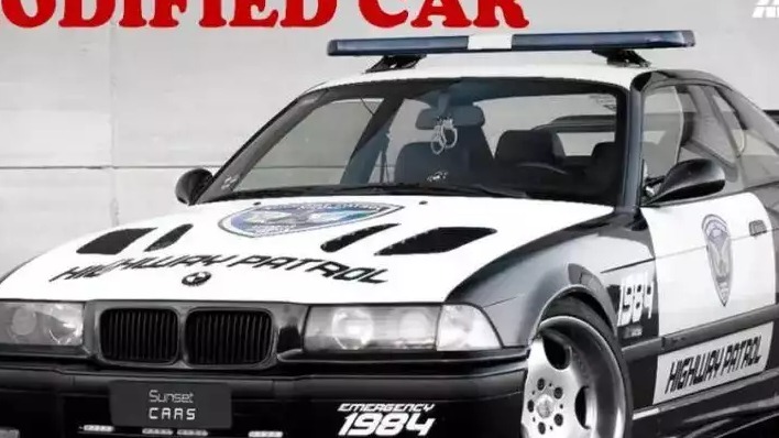车友把宝马E36改成《极品飞车》里的警车，参加聚会贼有安全感