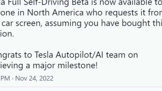特斯拉FSD Beta向北美付费用户开放